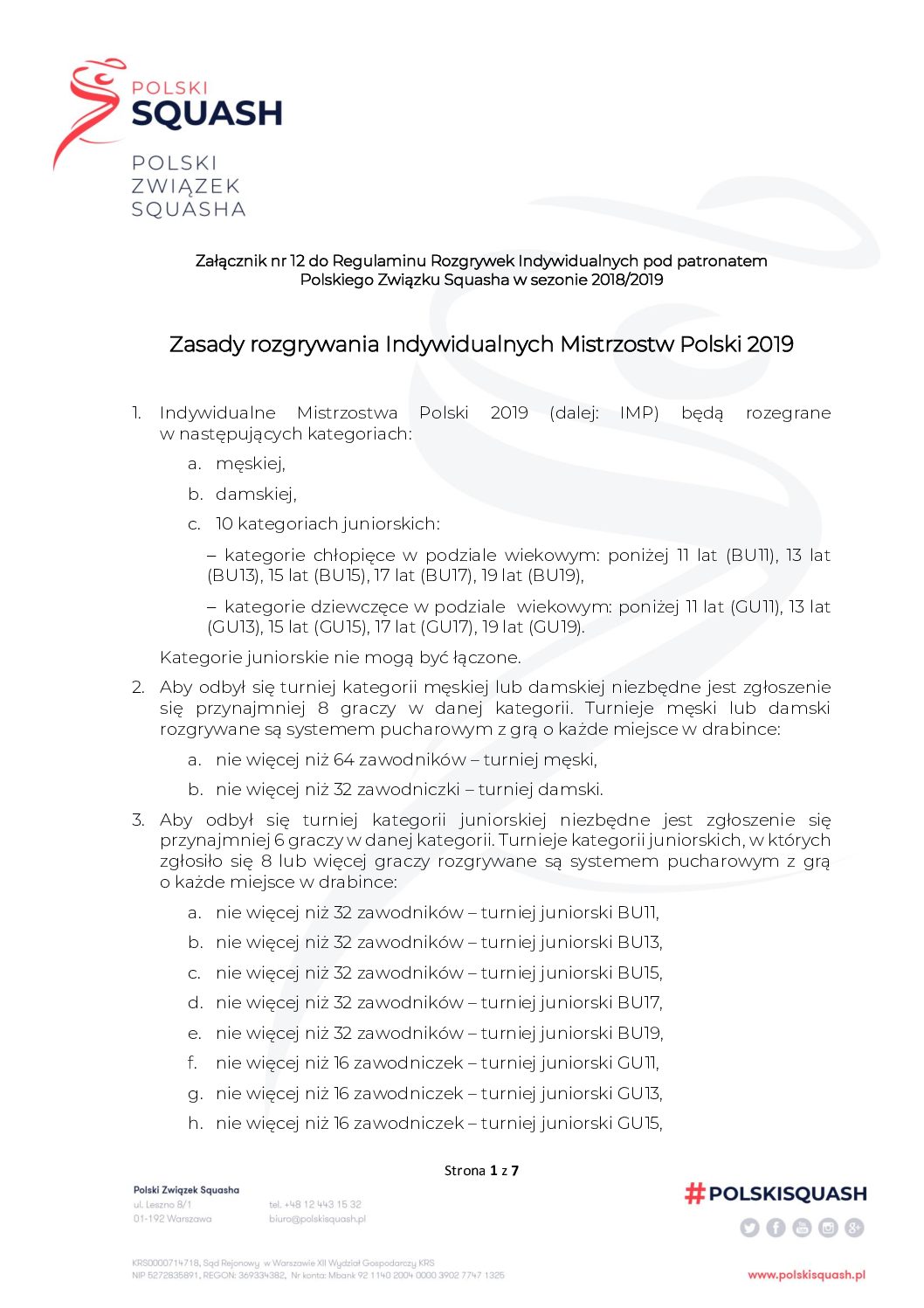 Załącznik 12 - Regulamin rozegrania Indywidualnych Mistrzostw Polski
