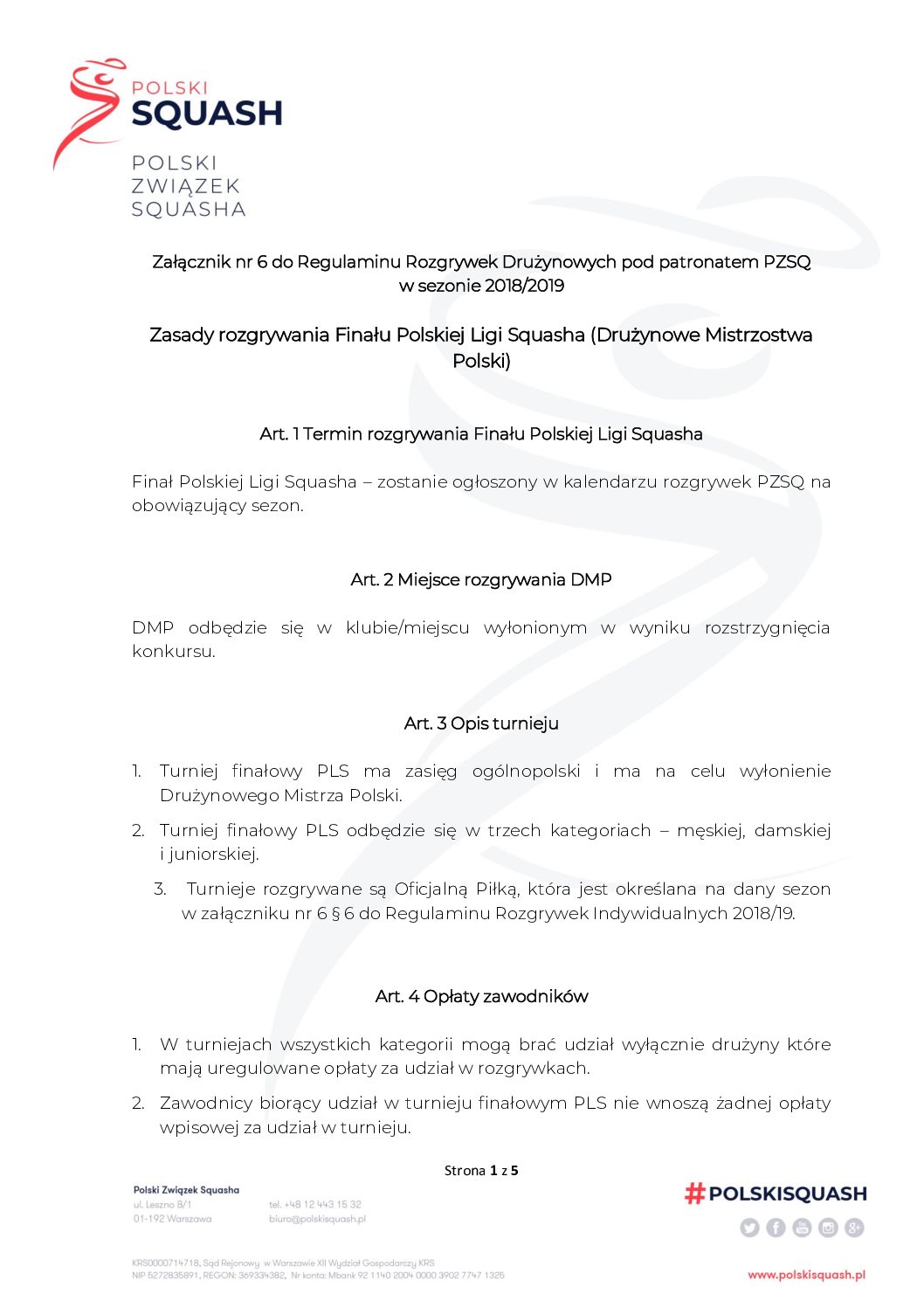 Załącznik 6 - Regulamin finału PLS 2019